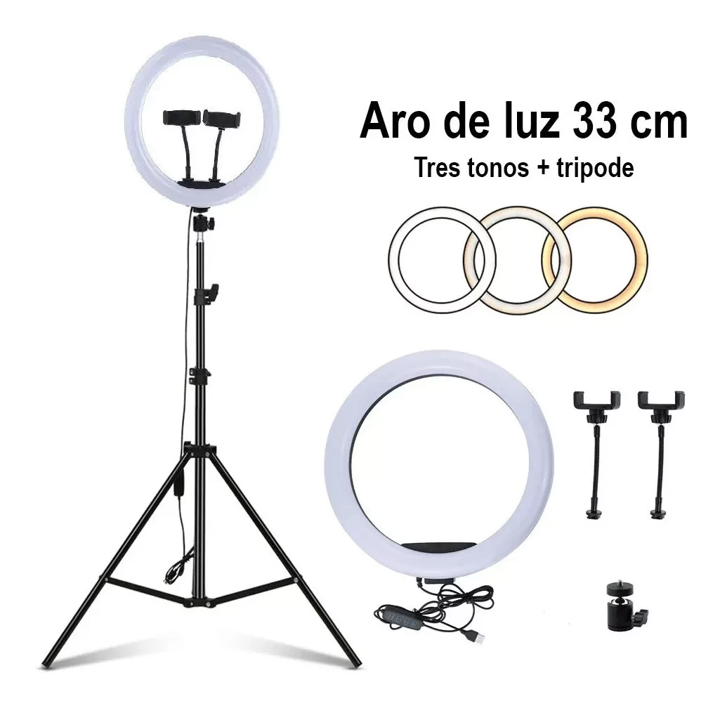 Aro De Luz Led 33 Centimetros + Tripode 2 Metros